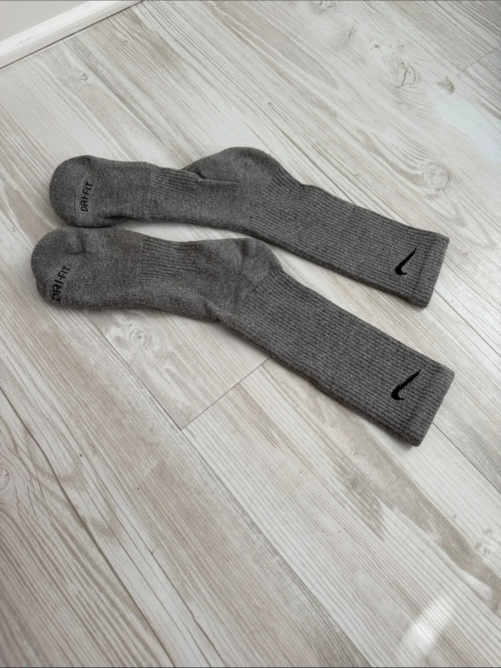 Nike Grey Athletic Crew Socks with Black Swoosh